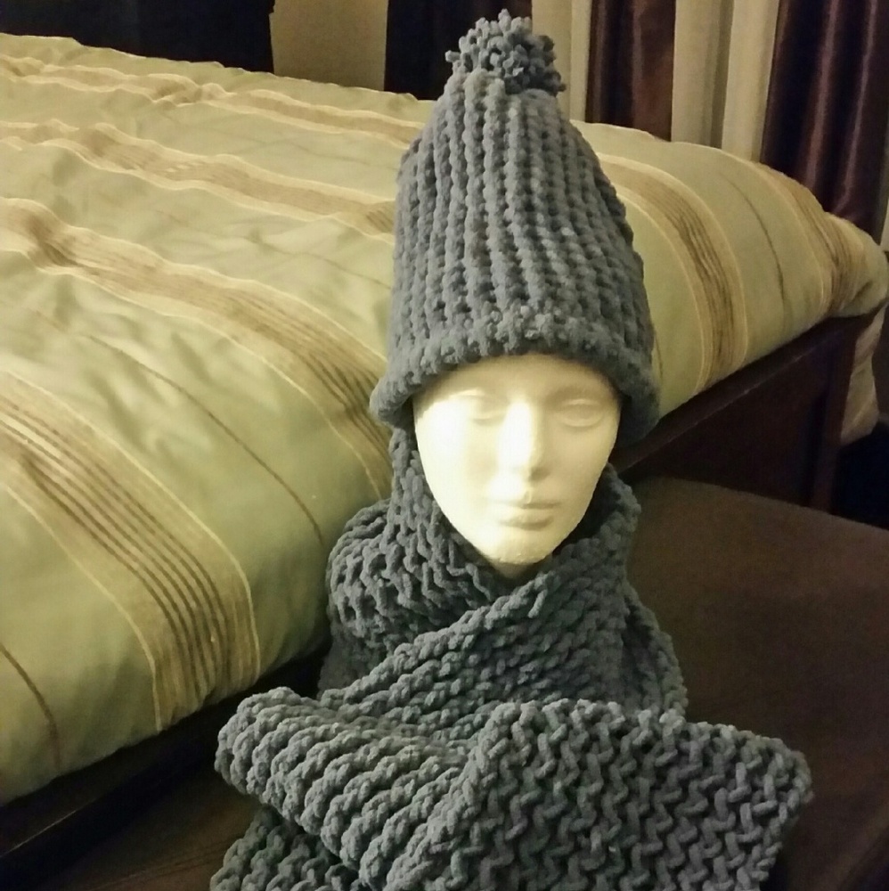 Handmade Crocheted Beanie & Scarf Set